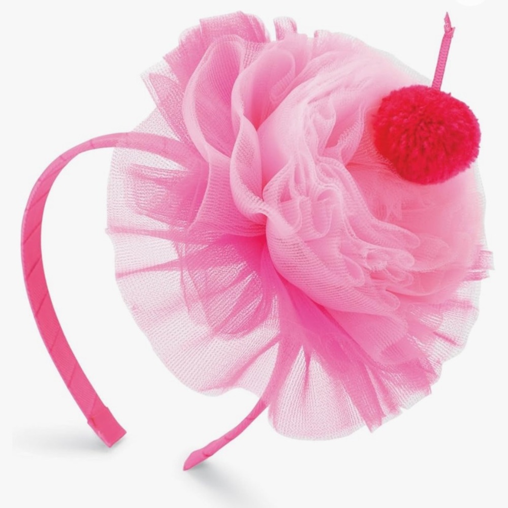 Hobby Lobby Pink Tulle Flower Headband with Hot Pink Pom Pom